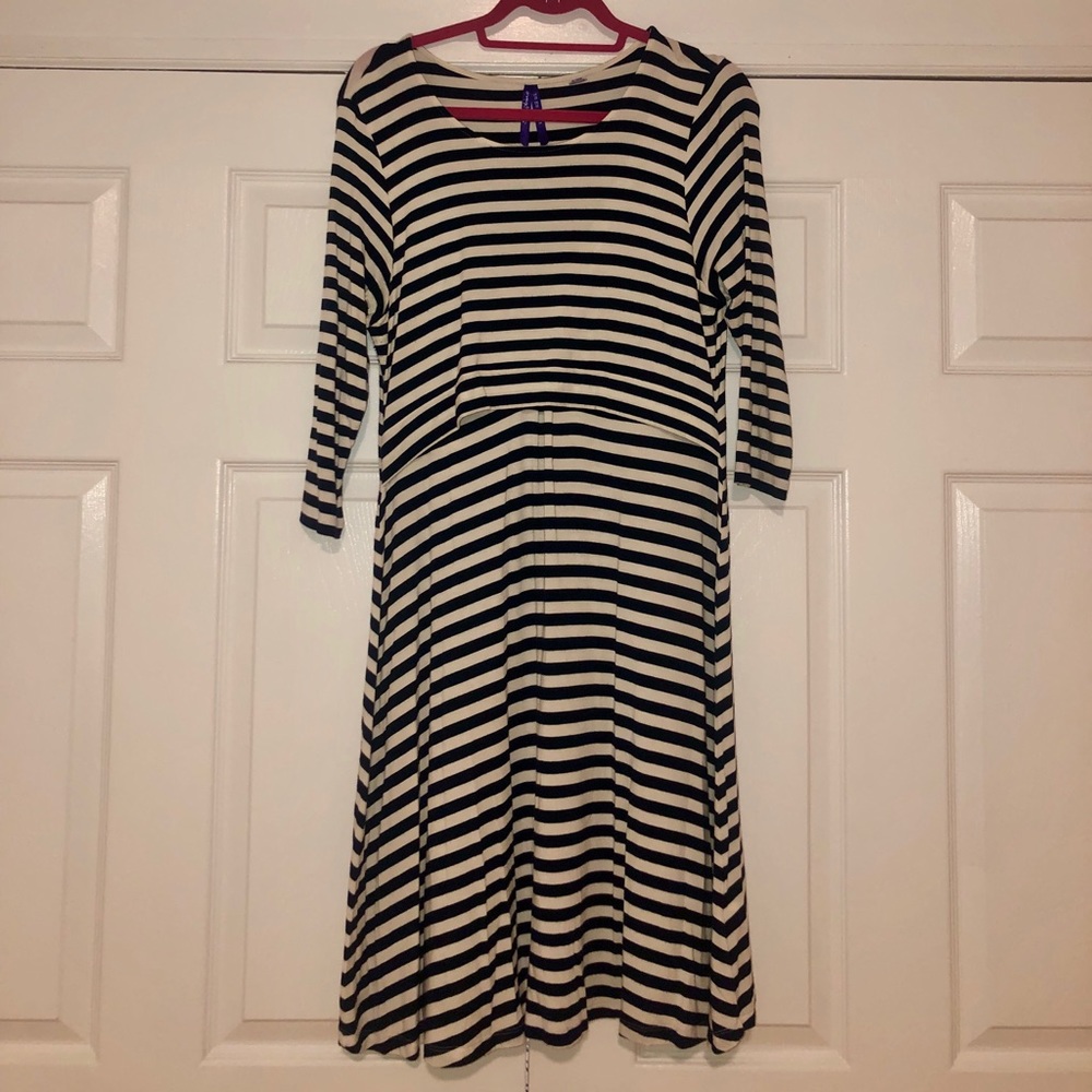 Navy/white stripe maternity & nursing dress